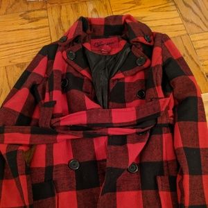 Kid's red/black plaid coat